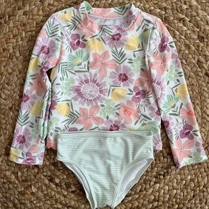 NWOT 2T Girls Swim Long Sleeve Rash Guard Set (2 Piece)